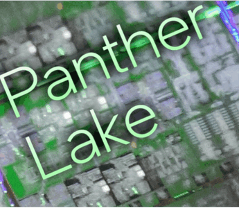 Immagine ravvicinata del Die Shot del processore Intel Panther Lake Compute Tile, primo prodotto 18A per il cliente con 16 core P Cougar Cove di nuova generazione e core E Darkmont